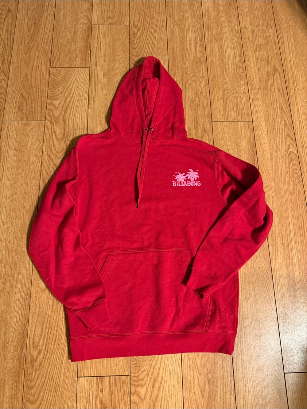 Billabong Red Hooded Pullover with Palm Logo
